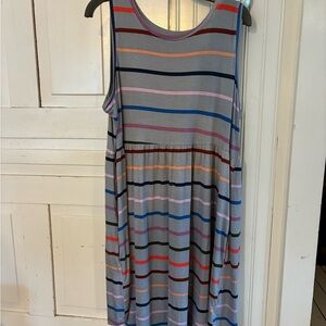 Maurices Gray Striped Tank Dress with multi color Accents